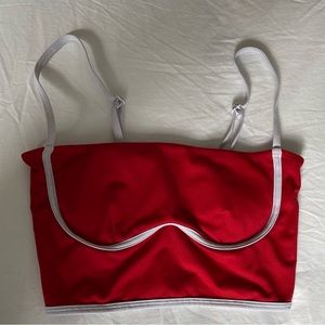 Alo Yoga Airbrush Streamlined Bra Tank - Size XS Classic Red/White